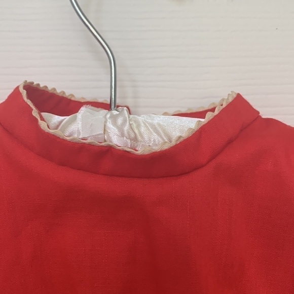 VINTAGE Red Rick Rack Embroidered Smocked Toddler Holiday Dress - Picture 4 of 7